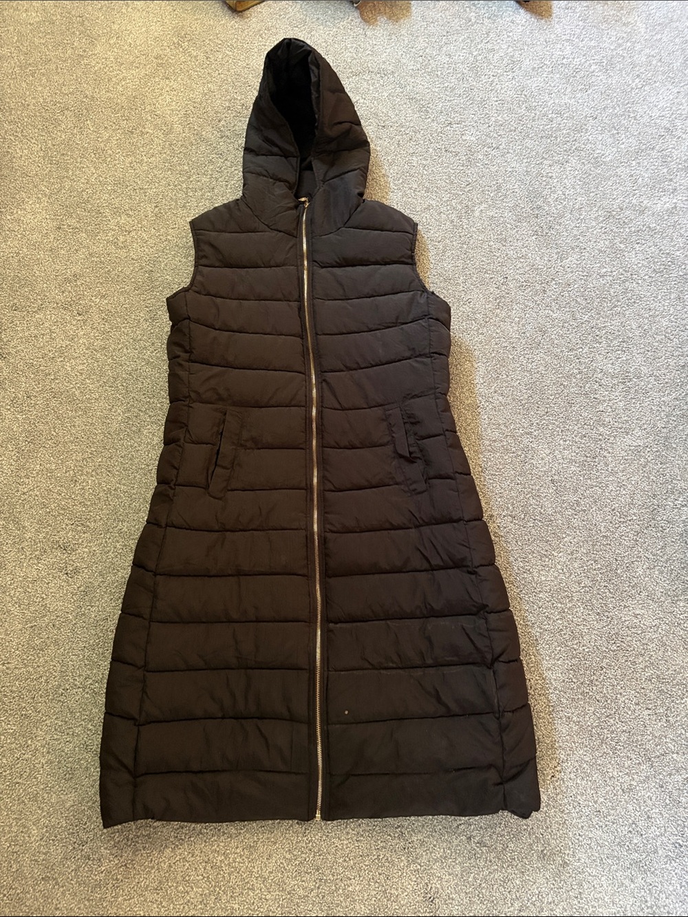 Black Quilted Puffer Vest with Hood
